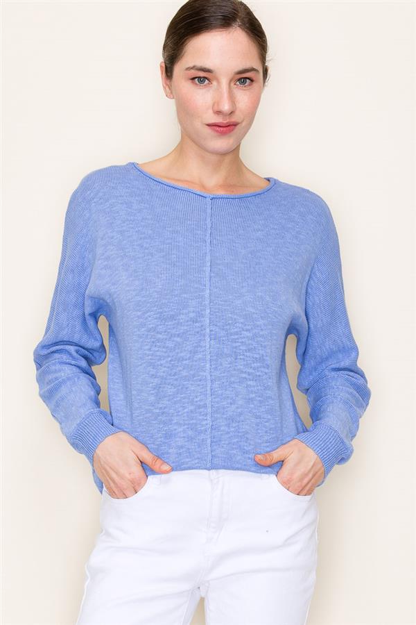 Boat neck dolman sleeve sweater 55016