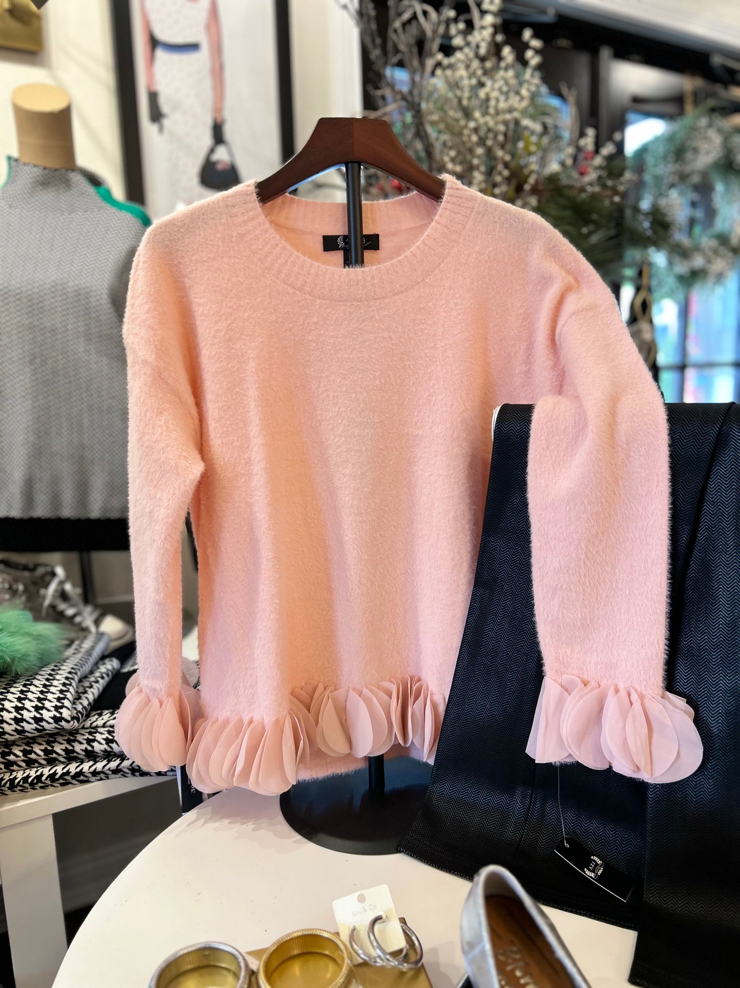 Pink Sweater with Elegant Detail P138