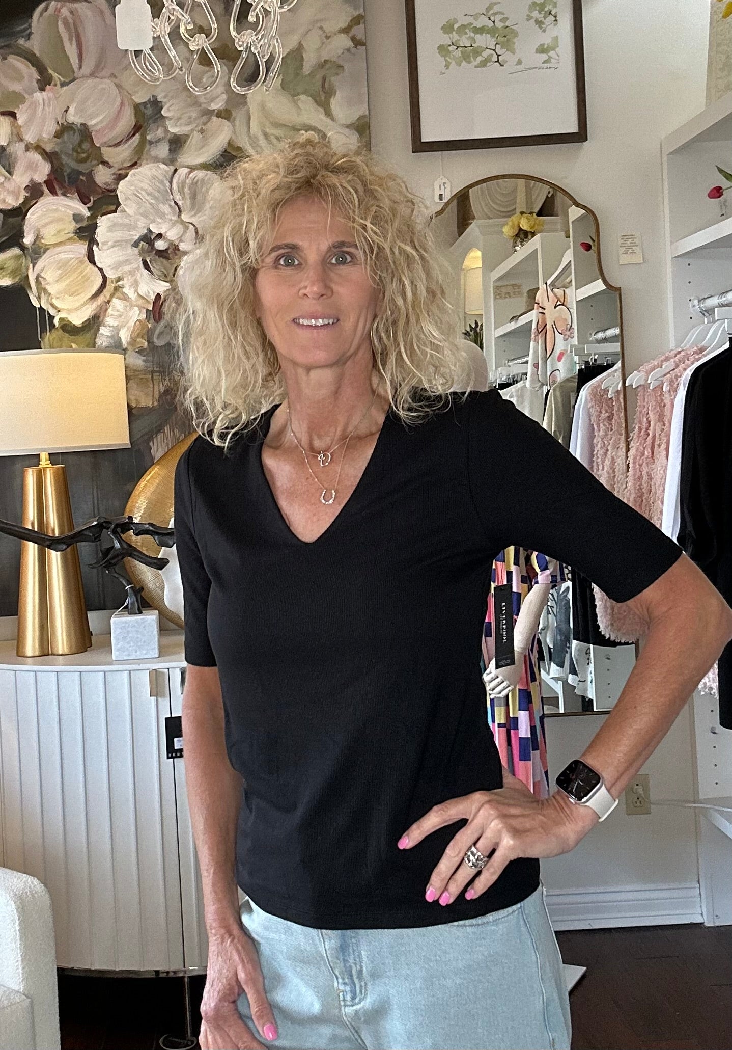 V Neck 1/2 Sleeve Top