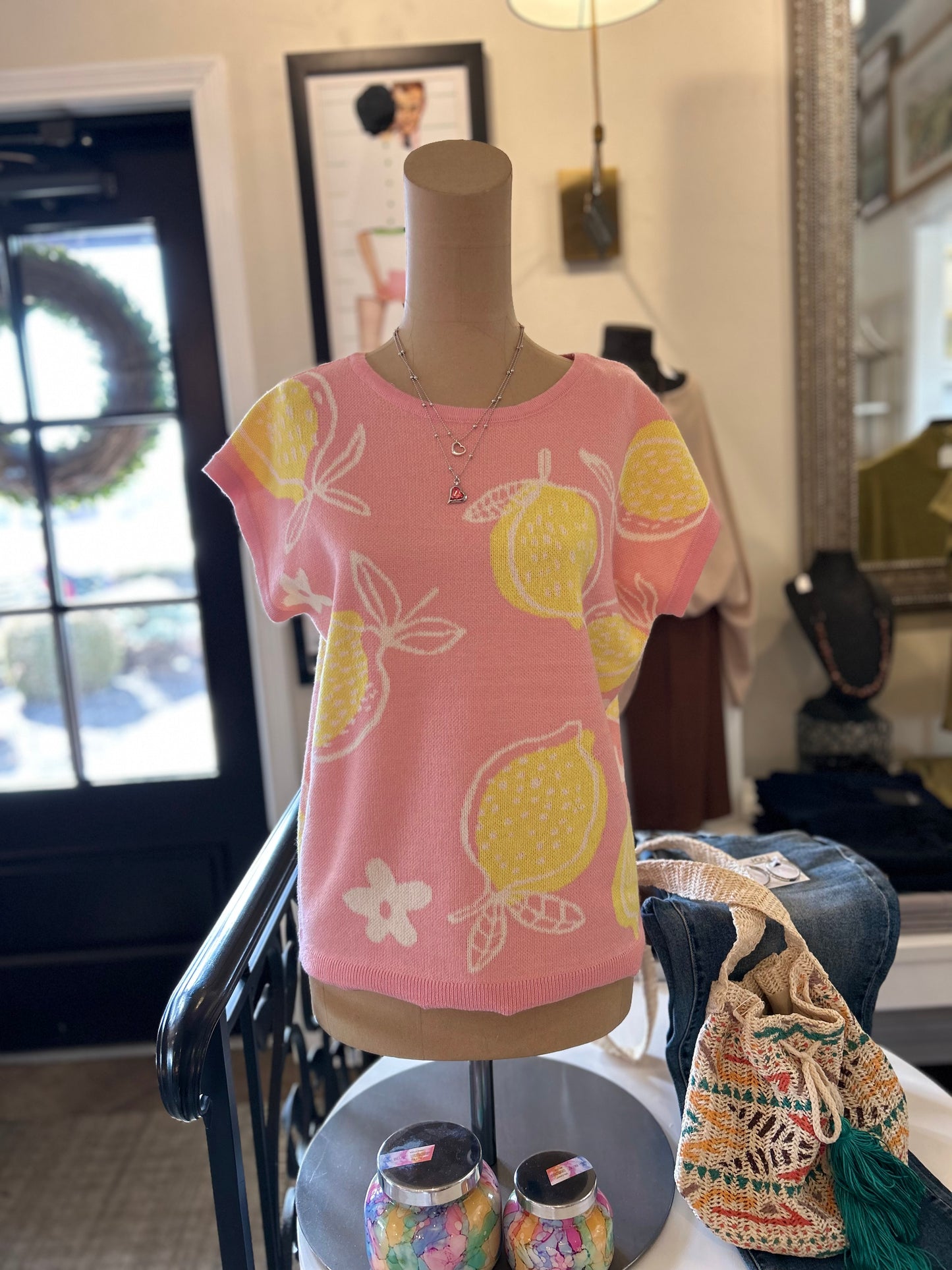 Lemon Jacquard Sleeveless Sweater