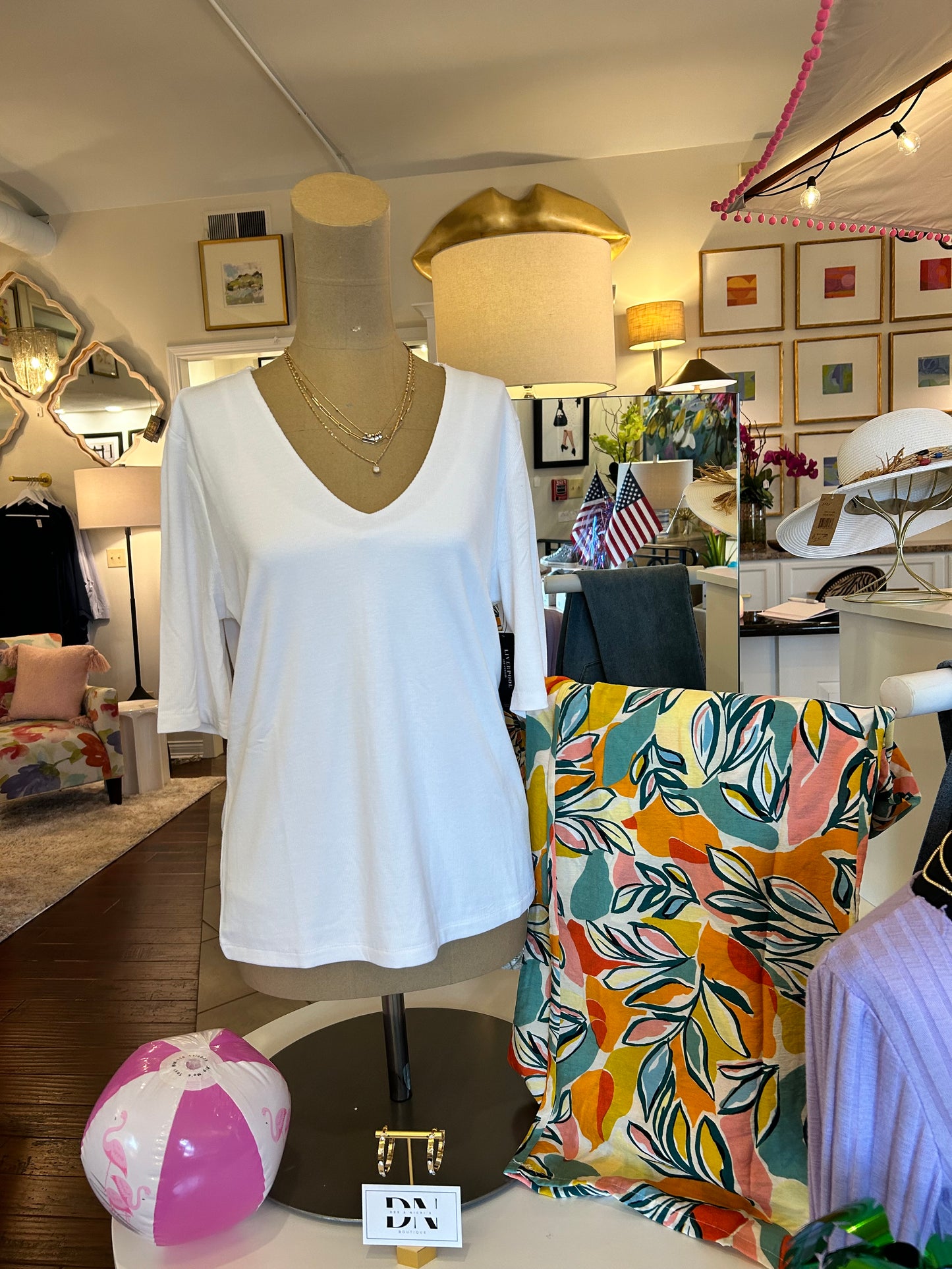 V Neck 1/2 Sleeve Top