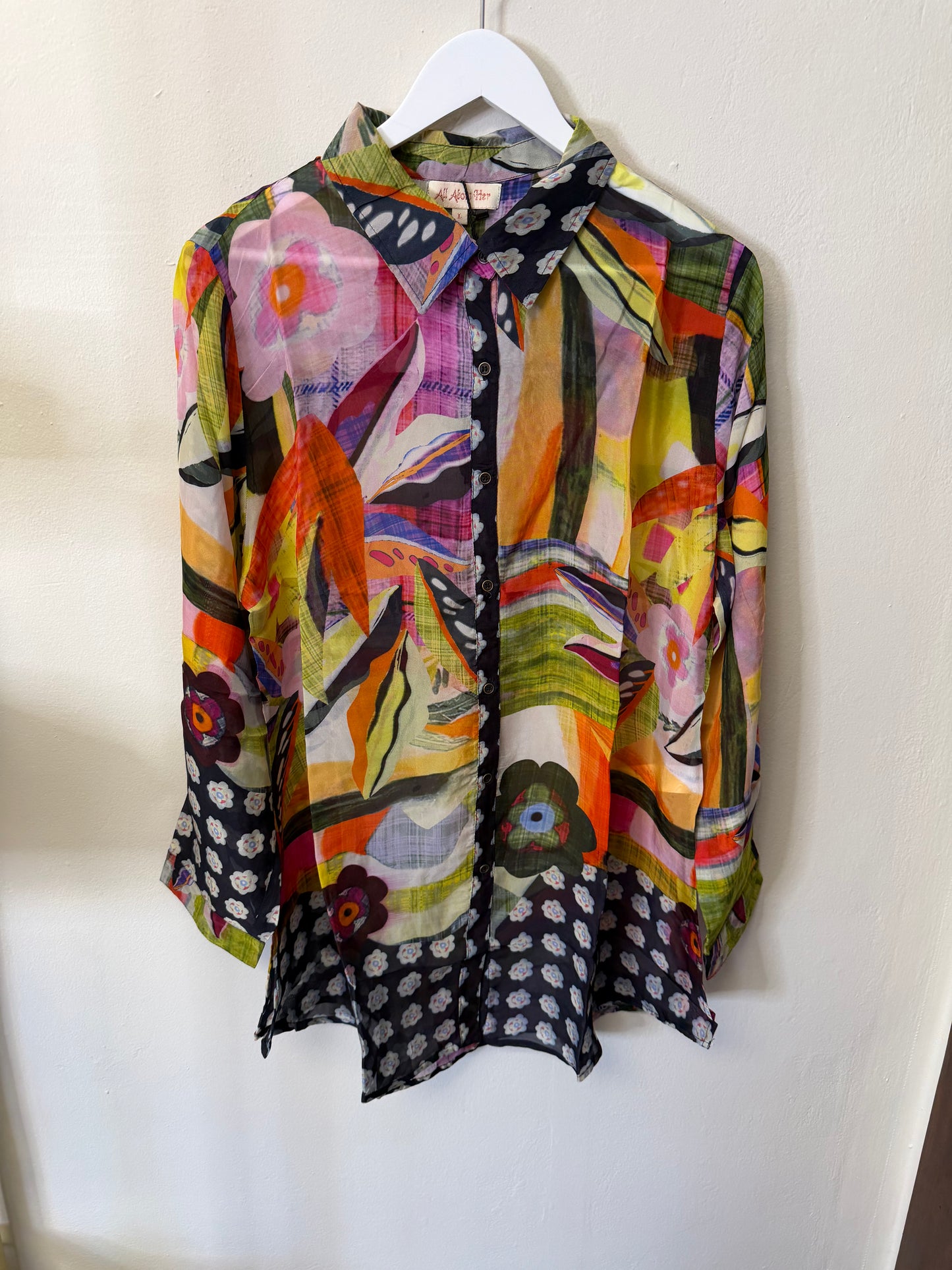 Navy Multi Sheer Blouse