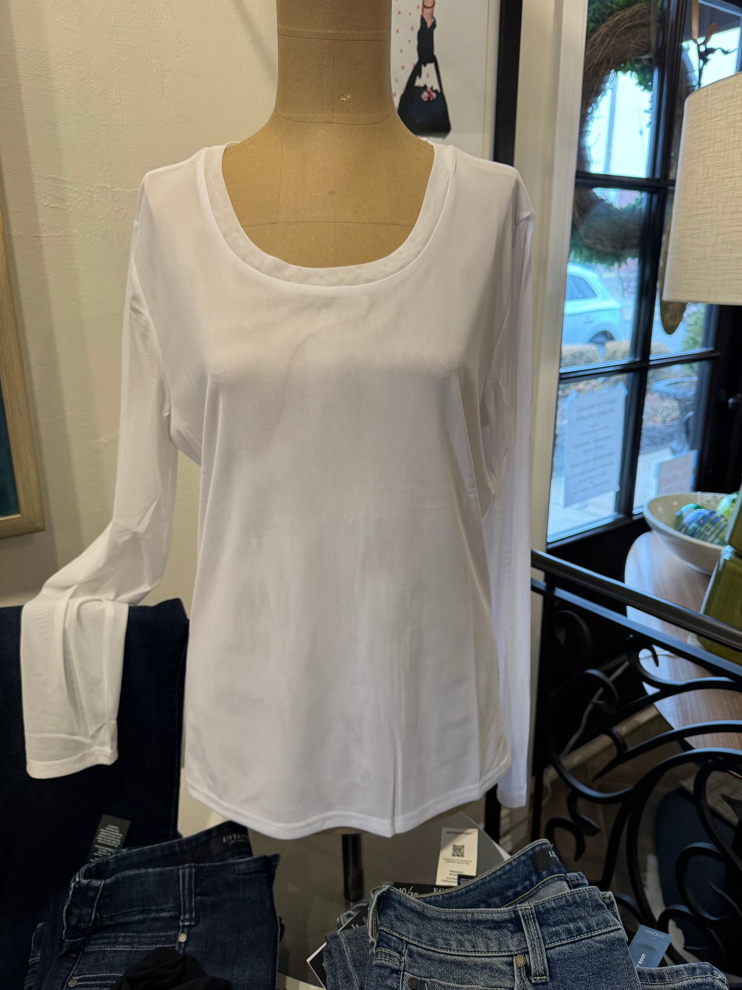 White Sheer Mesh L/S Top