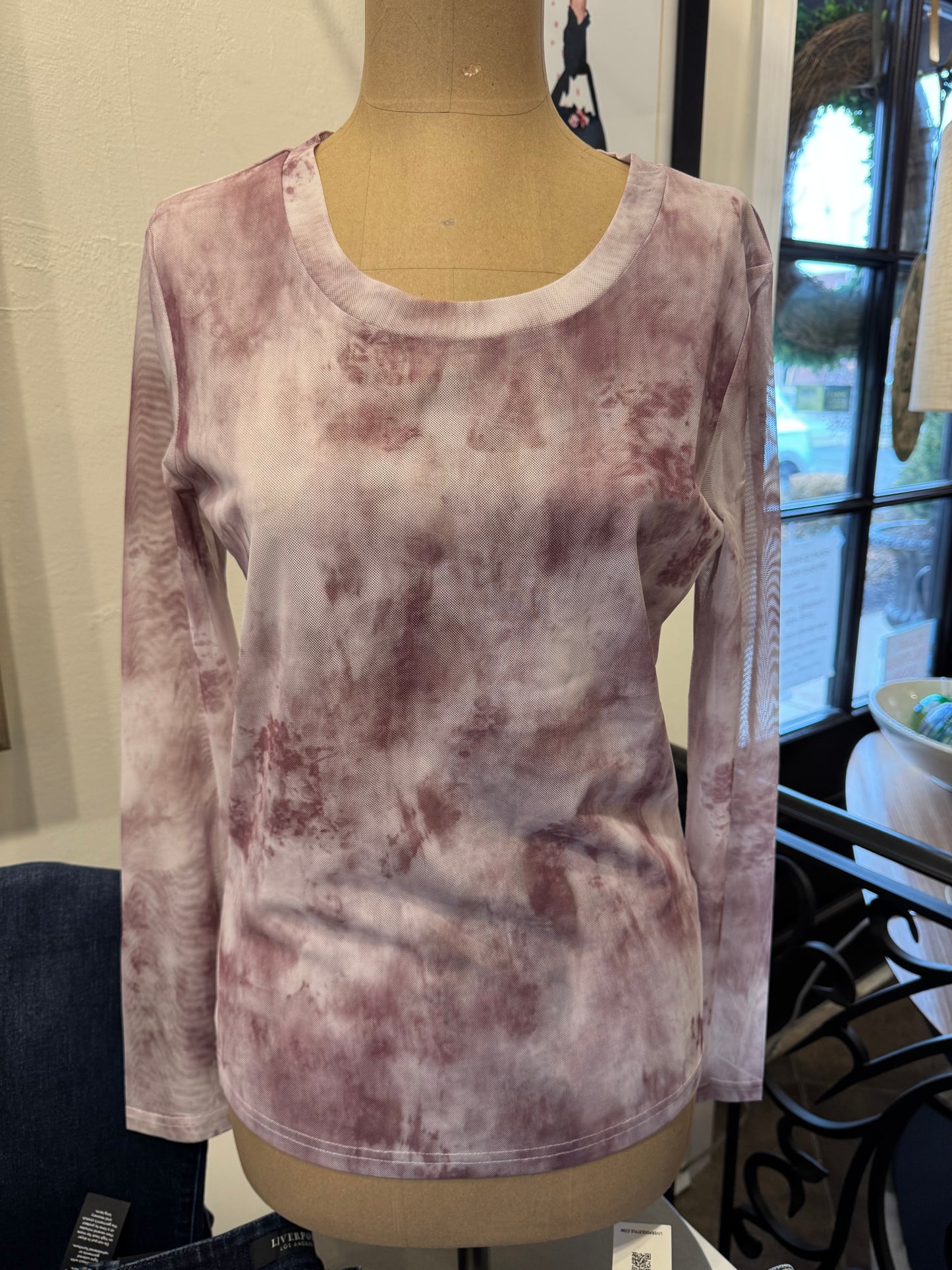 Purple Sheer Mesh L/S Top