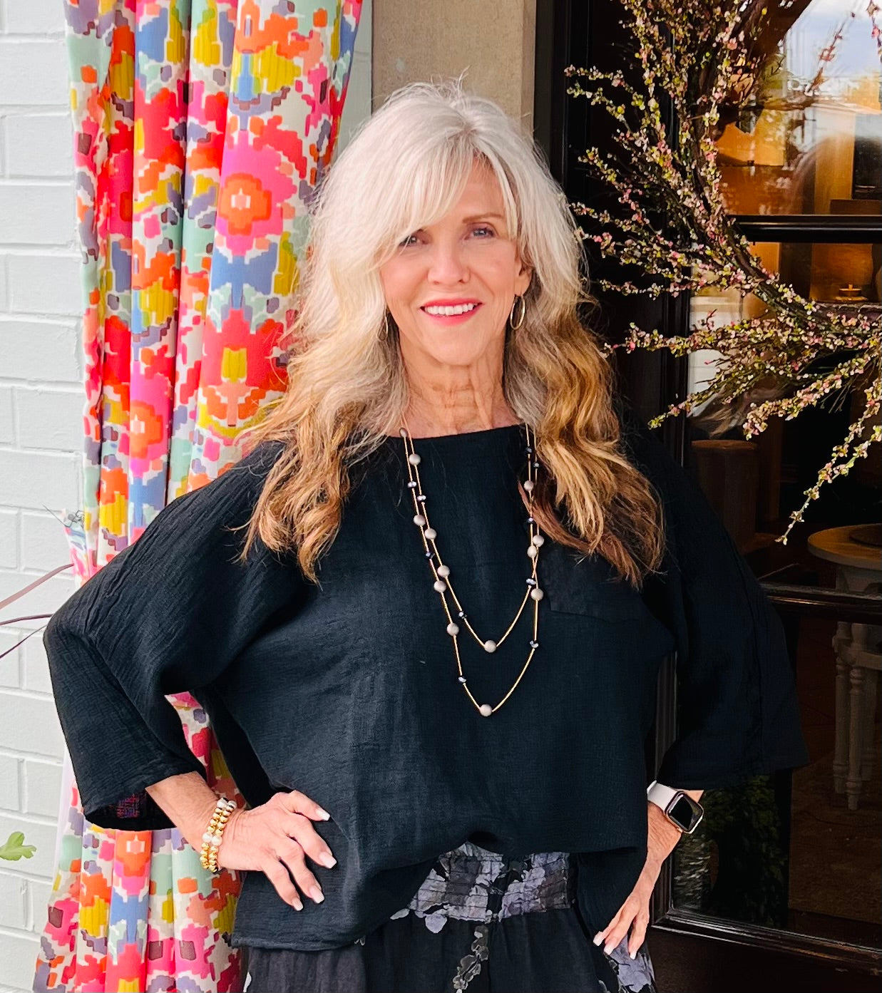 Oversized Black Linen top 7504