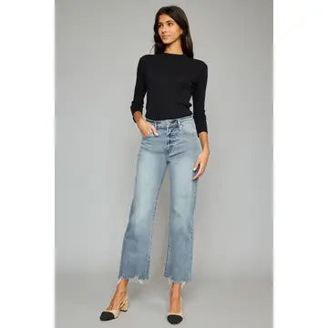 KanCan High Rise Slim Wide Leg Jean Light Wash