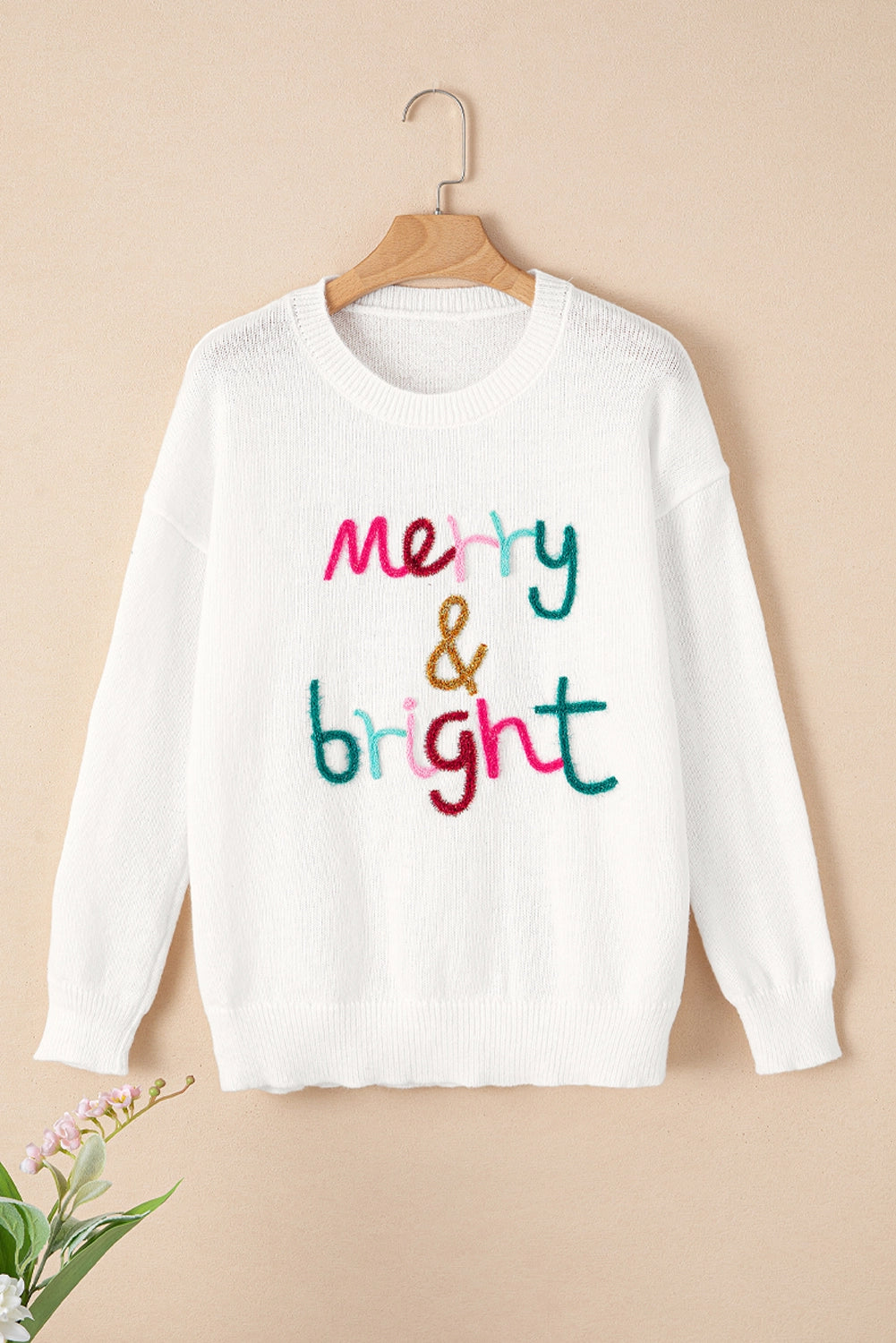 Merry & Bright Cream Holiday Sweater Bright