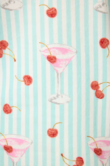 Pink Cocktail Pj set flannel color light mint