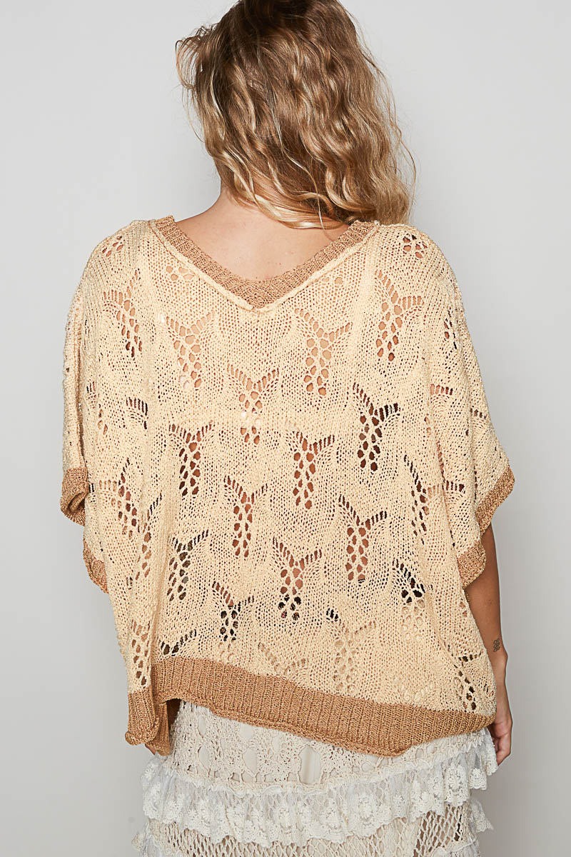 V-neck Sleeveless flower sweater