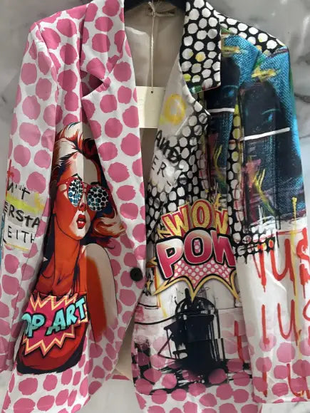 Italian Pop Art Print Blazer
