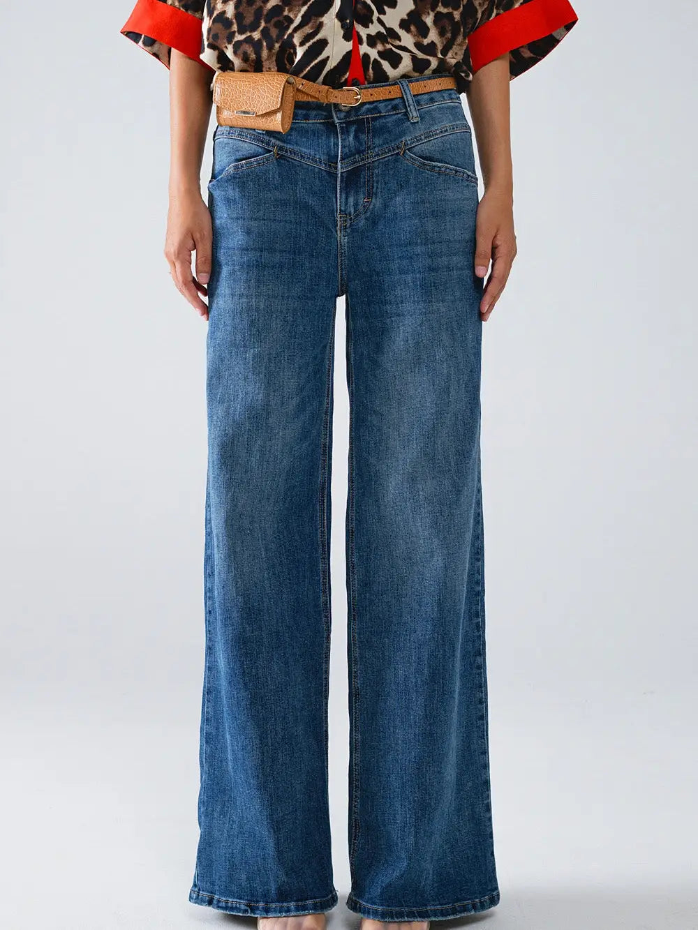 Wide Leg V Front Jeans