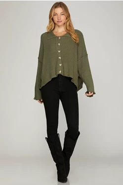Long Sleeve Button Down Sweater
