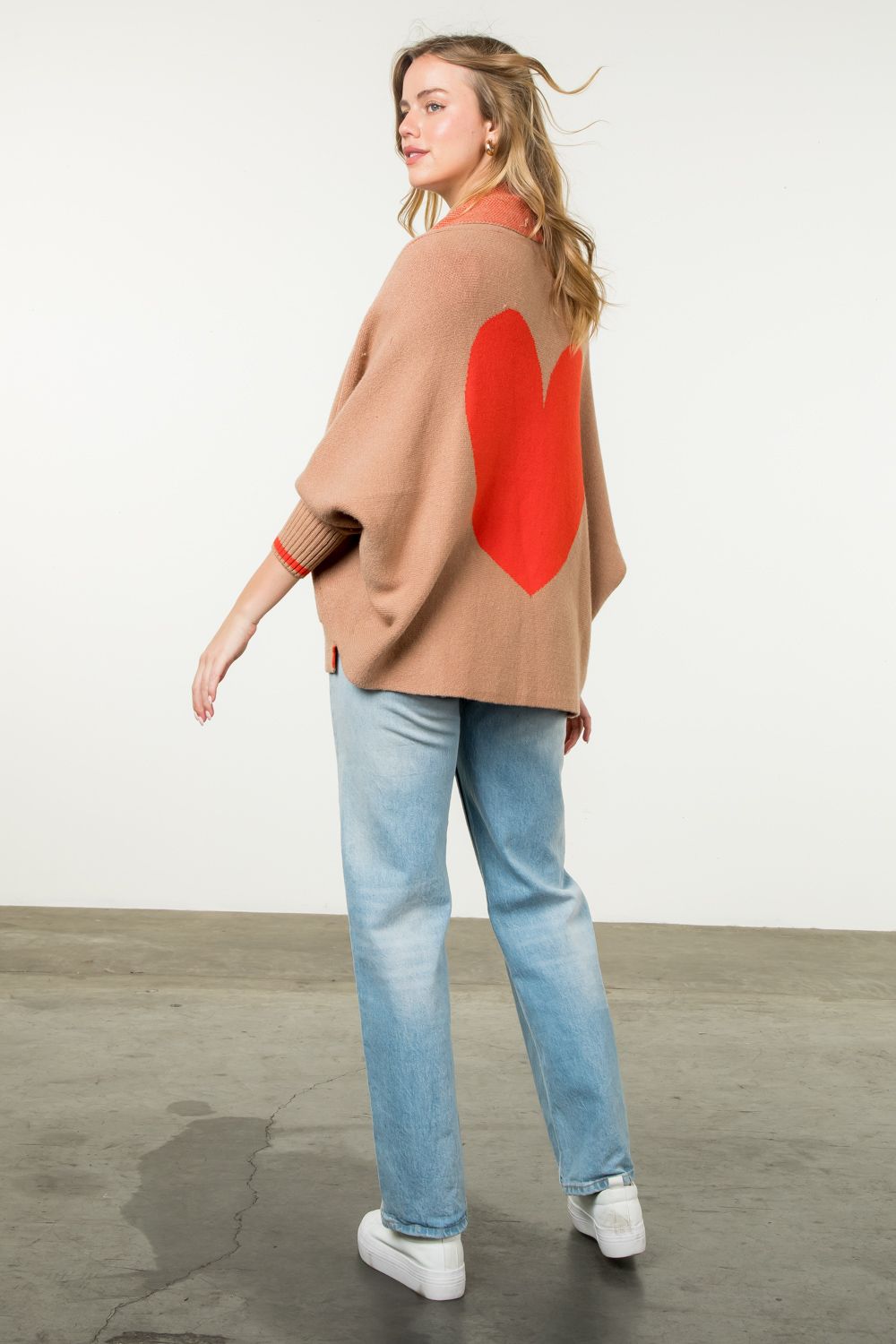 Solid Knit Heart Cardigan