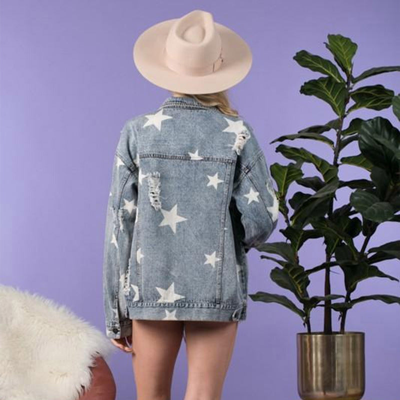Distressed Star Denim Jacket