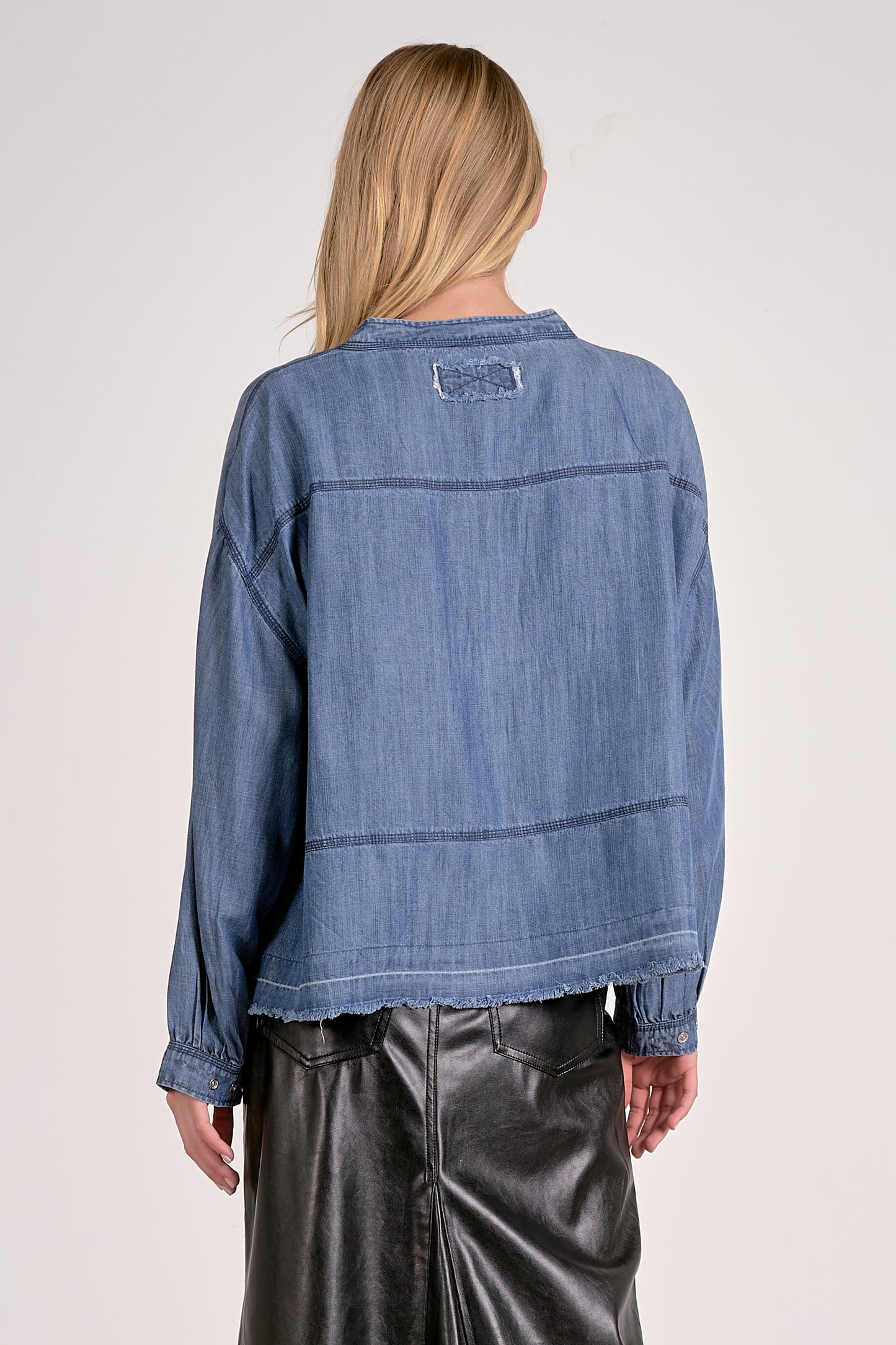 V Neck long sleeve top tencel soft fabric