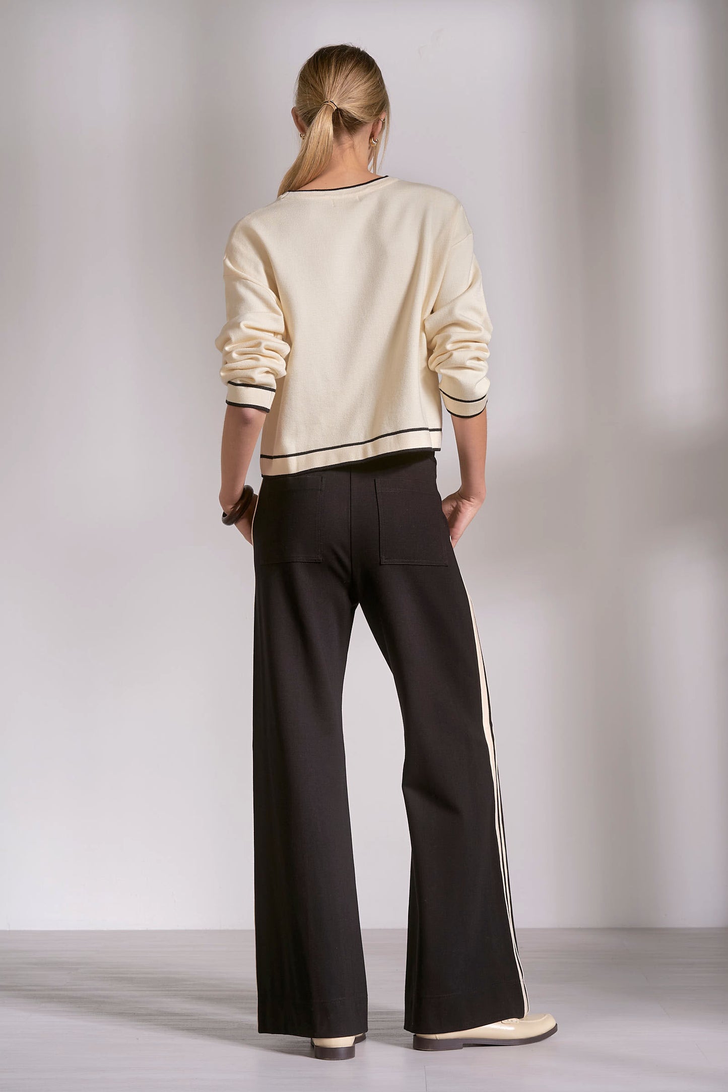 Track Pants Black w/Cream stripe