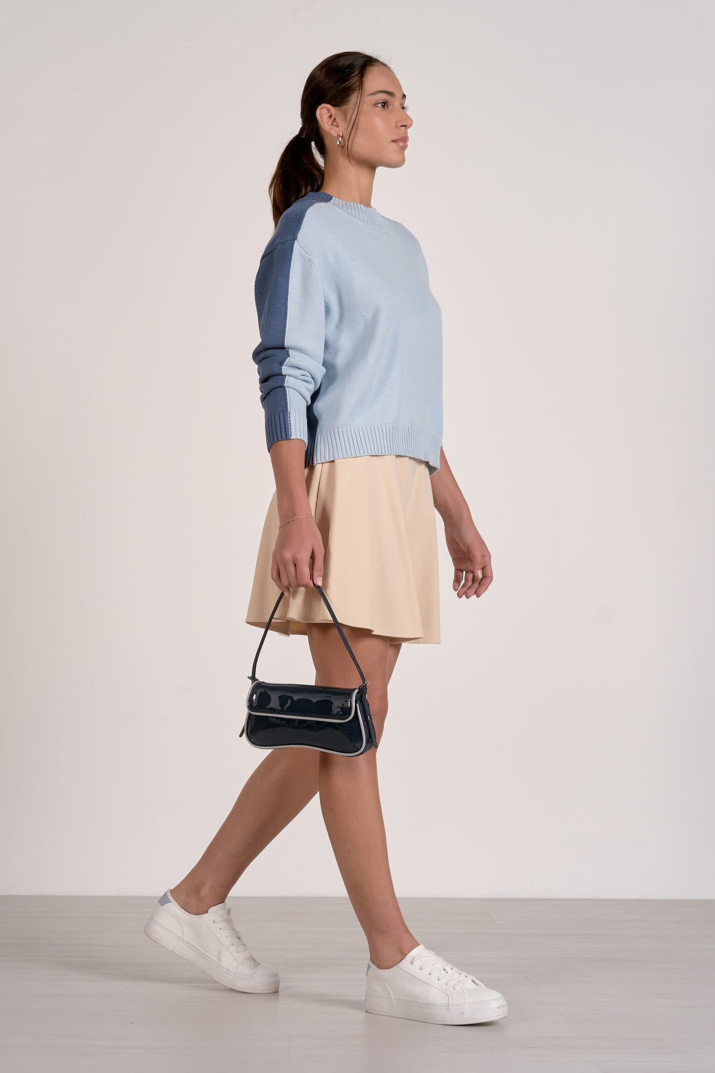 Color Block Sweater Light Blue and Teal