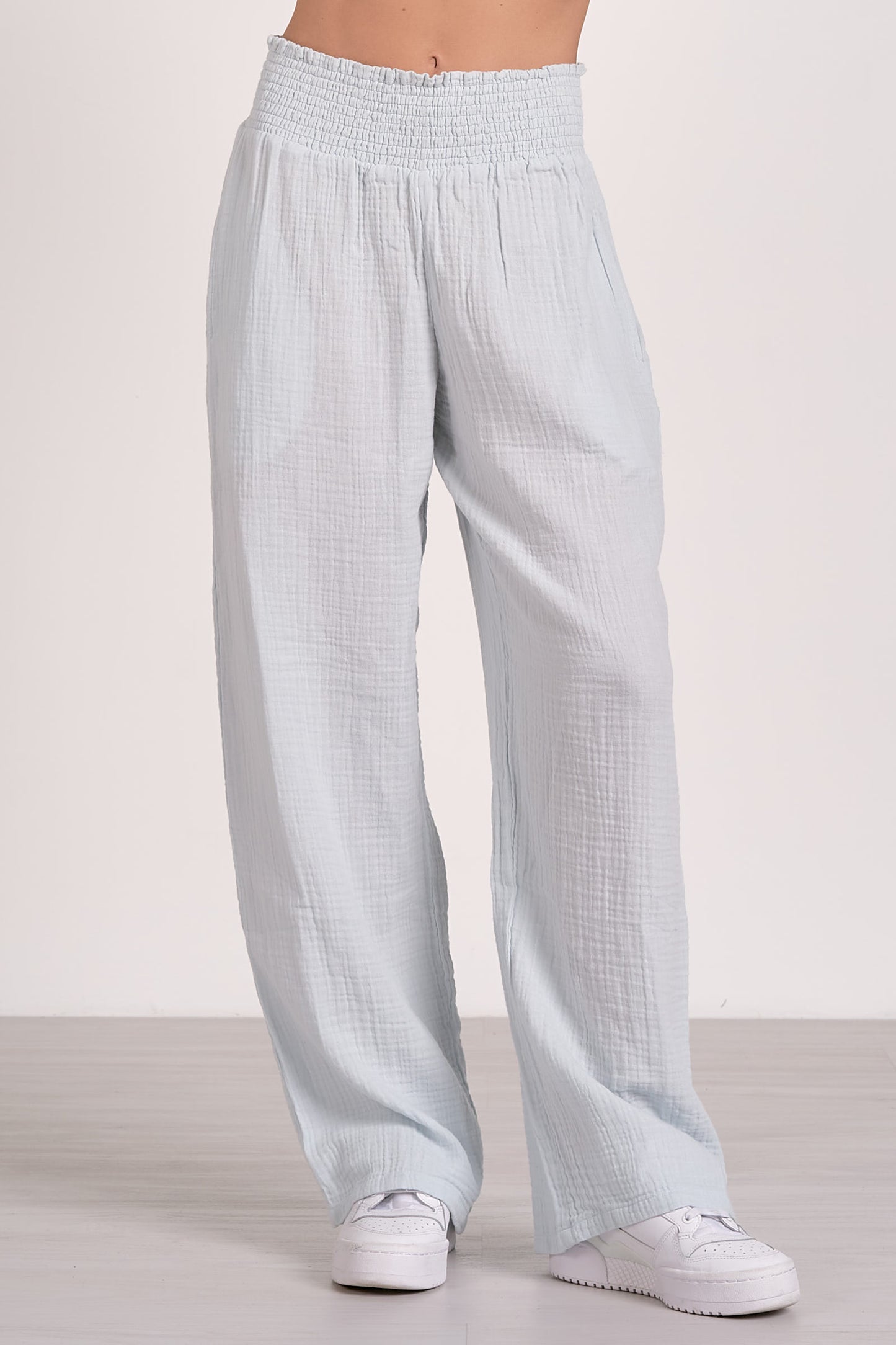 Lt Blue Gauze Pant Elastic waist
