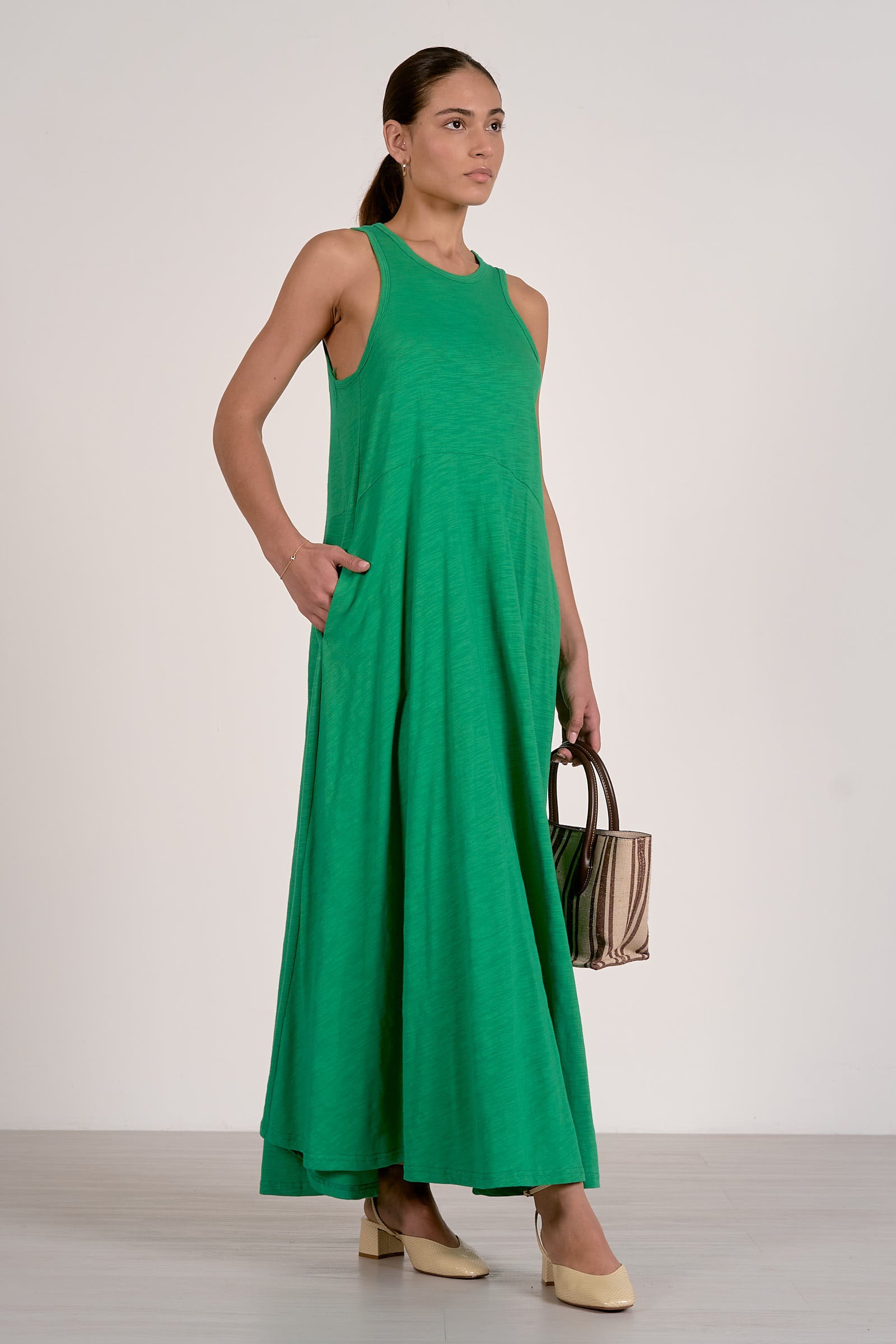 sleeveless green maxi dress Women's Sleeveless Green Bohemian Maxi Dress main image 1