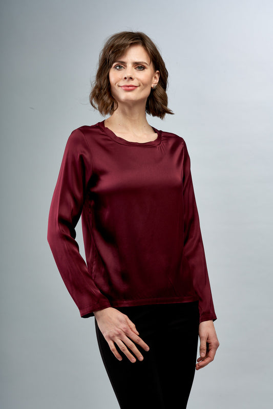 Satin Scoopneck Long Sleeve Tee BCT6757