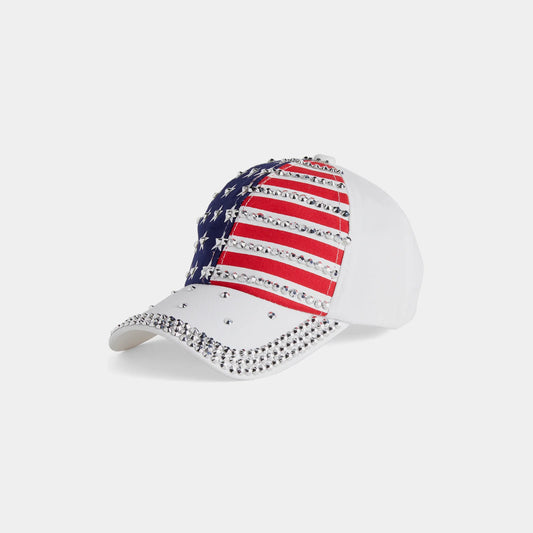 Bedazzled Flag Baseball Cap Light Blue Denim
