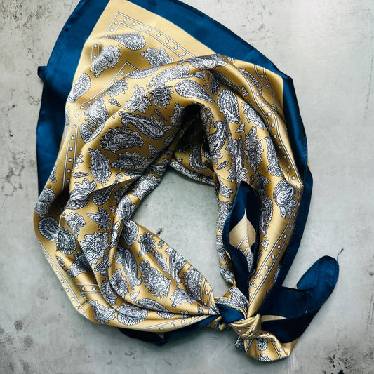 Lemon Sapphire Paisley Wild Rag Scarf