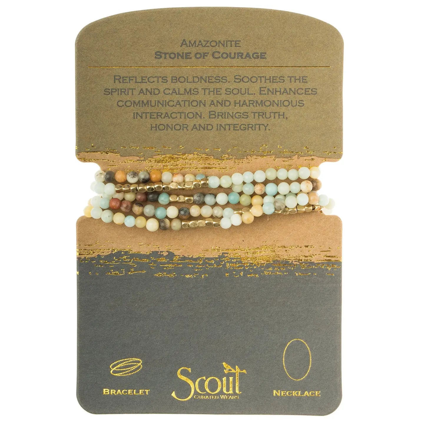 Stone Wrap Bracelet/Necklace White Fossil Jasper