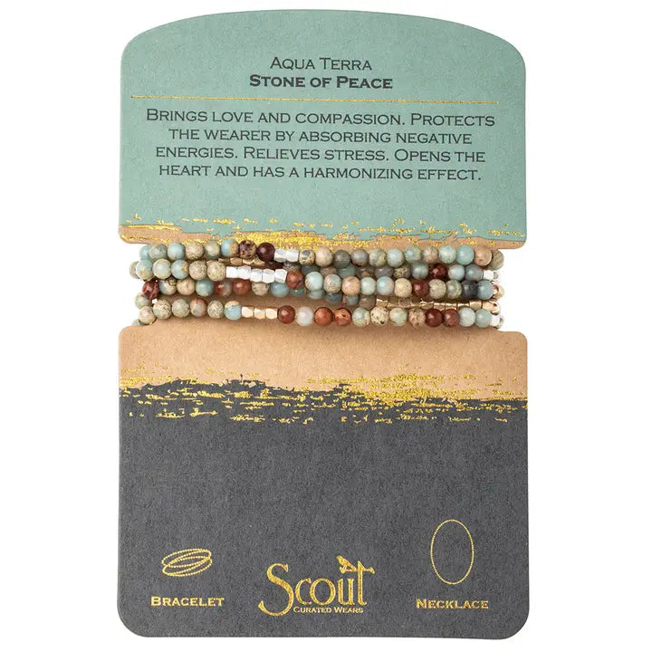 Stone Wrap Bracelet/Necklace White Fossil Jasper