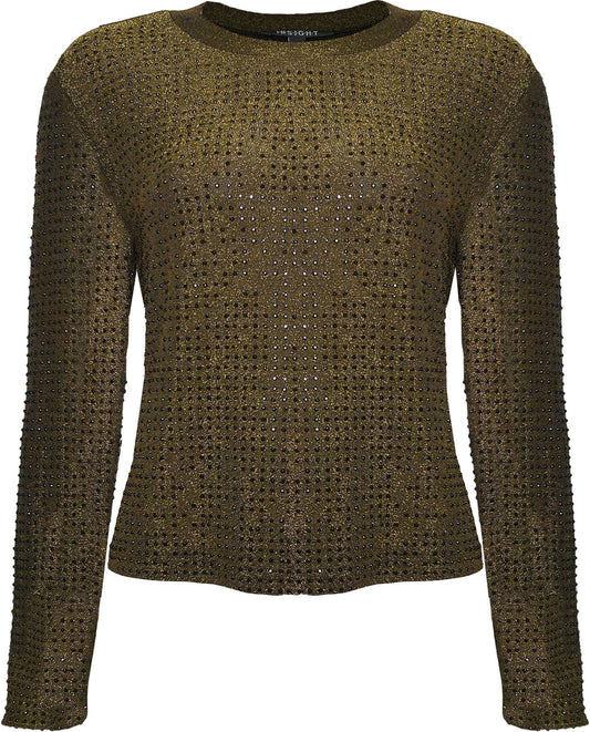 Solid Metallic Stud Knit Top