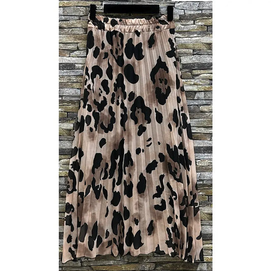 Leopard Print Pleated Skirt OS E28