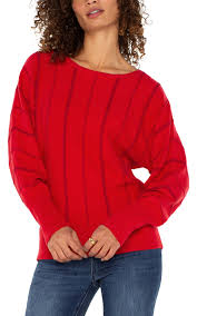Long Sleeve Boat Neck Dolman Sweater  Red LM8B33SK11
