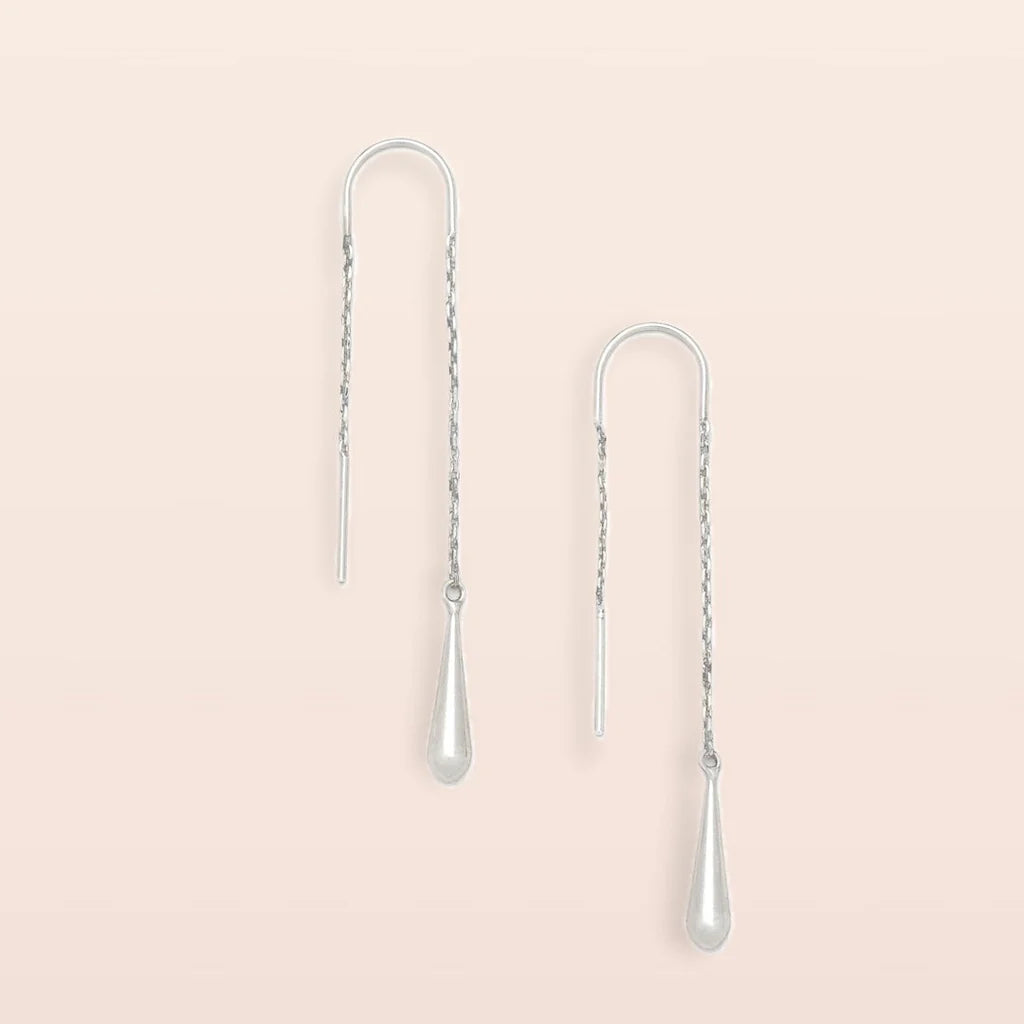 Refined Earring Collection - Teardrop Threader/Silver