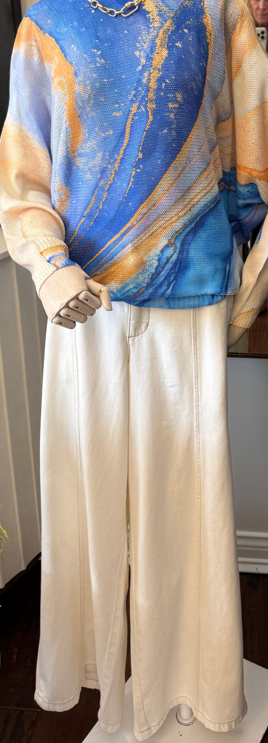 Liverpool Wide Leg Pant in Cream LM4665