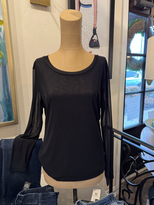 Black Sheer Mesh  L/S Top
