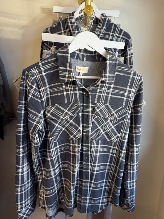 Charcoal Ivory Plaid Shirt