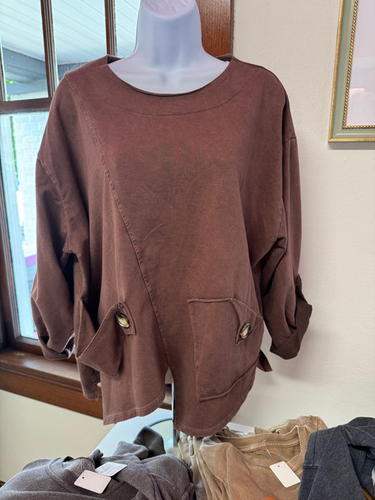 Asymmetrical shirt w/pocket