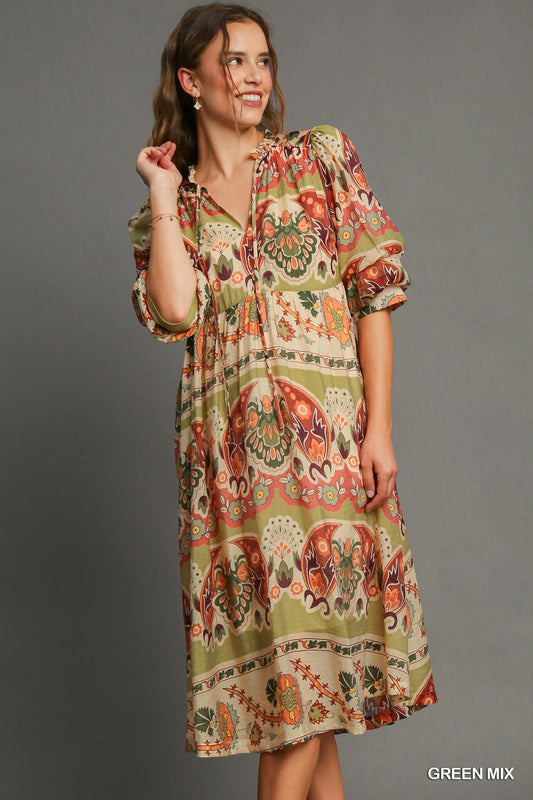Green Multi Color Dress K9028