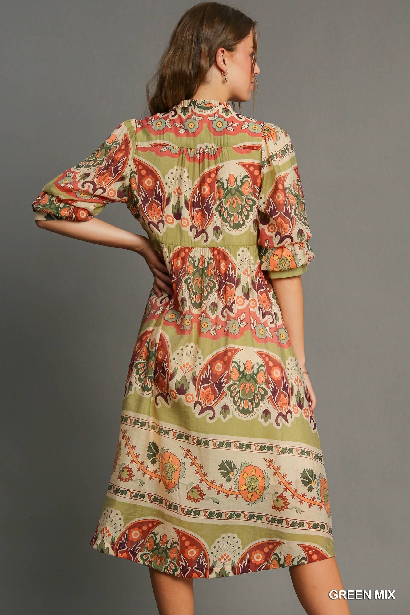 Green Multi Color Dress K9028