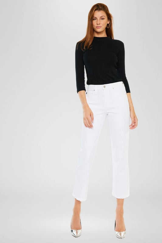 High Rise Cropped Straight Leg Jean