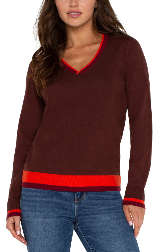 Long sleeve color block sweater LM8D54