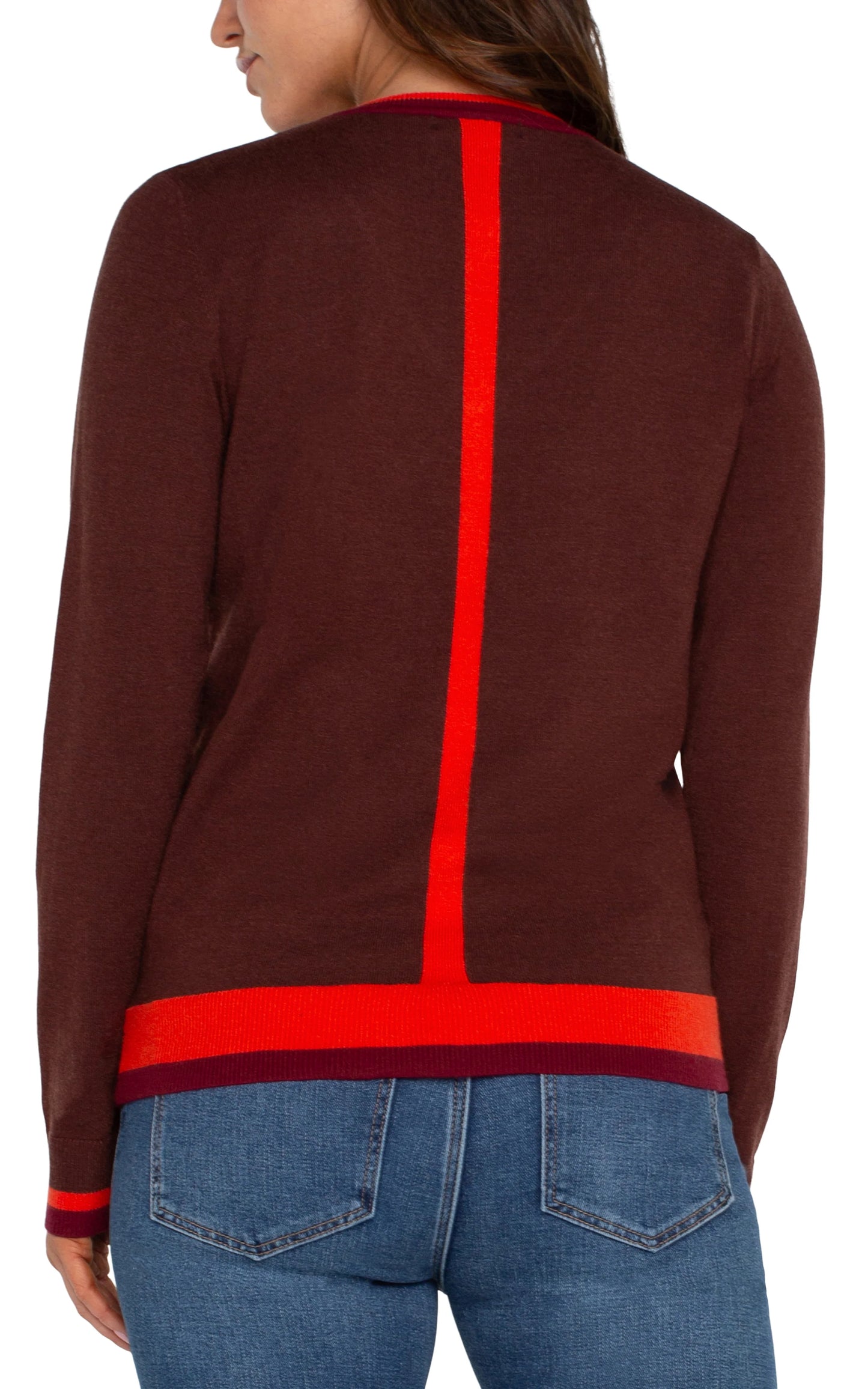 Long sleeve color block sweater LM8D54