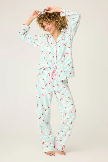 Pink Cocktail Pj set flannel color light mint