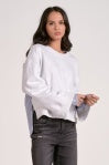 Heather Gray/ Blue Strip Sweatshirt