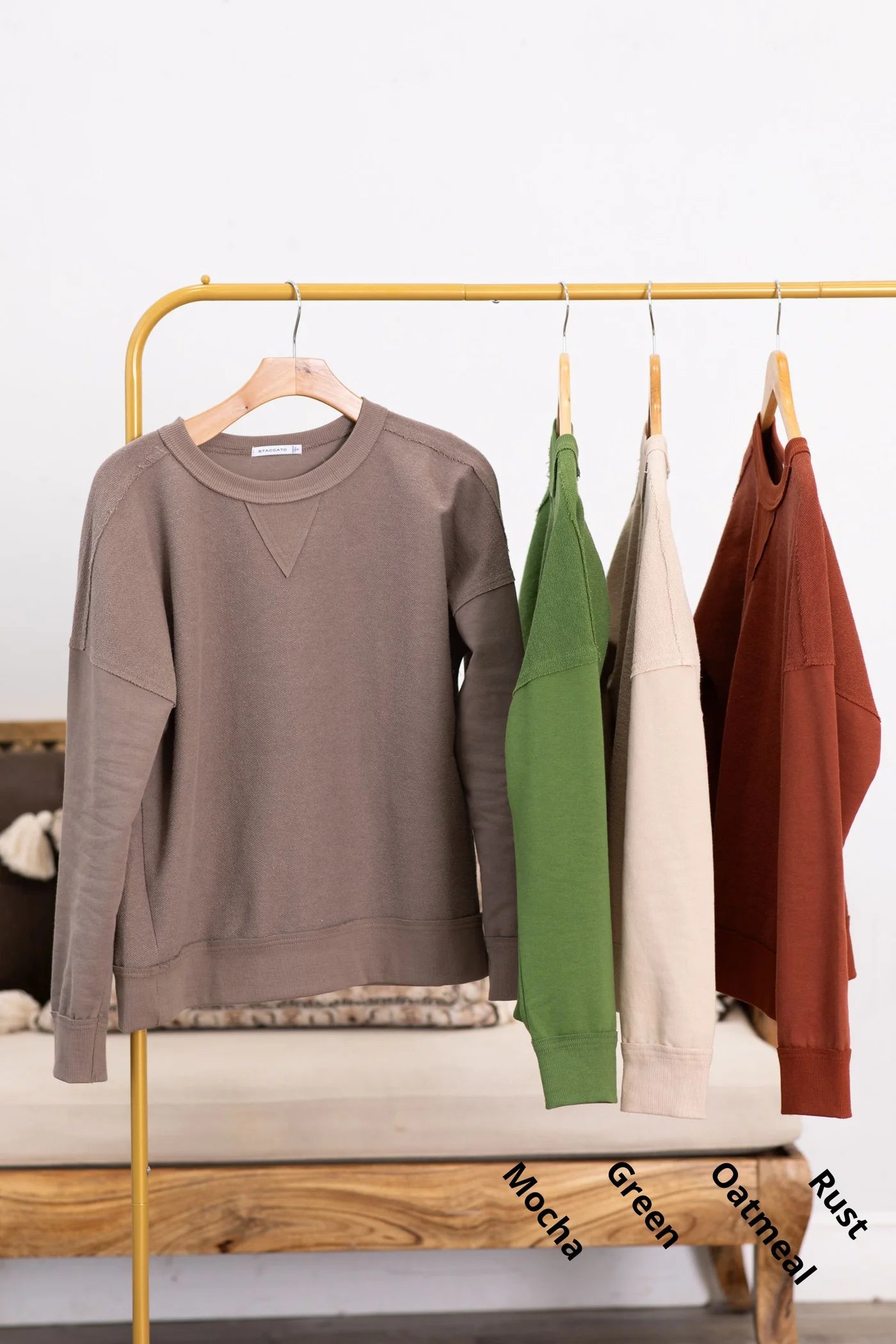 Crew Neck Terry Sweatshirt in Taupe 19821