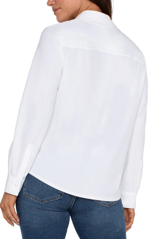 Long Sleeve Button Down White Blouse LM8E25ETK