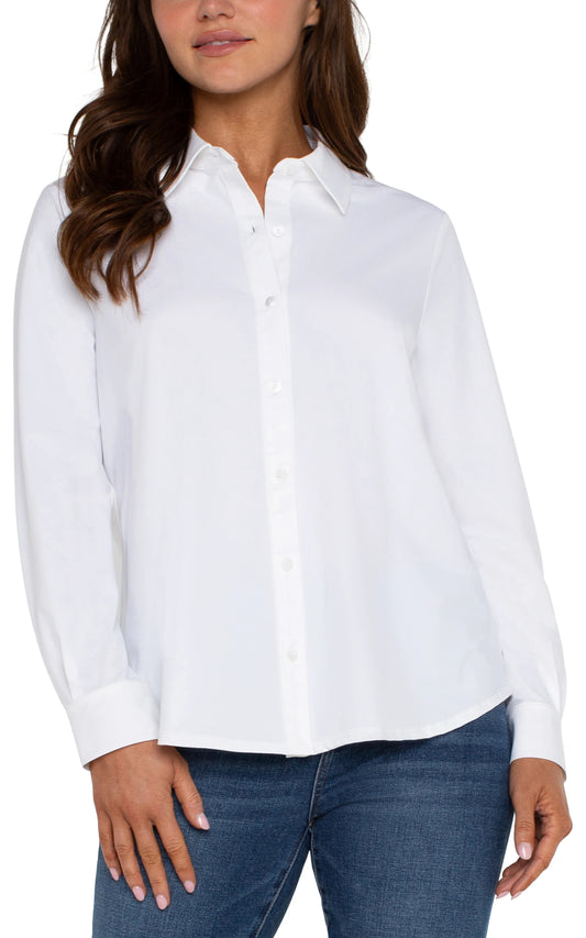 Long Sleeve Button Down White Blouse LM8E25ETK