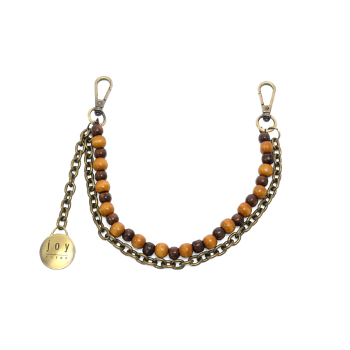 Wooden Beaded Bag Charm Necklace