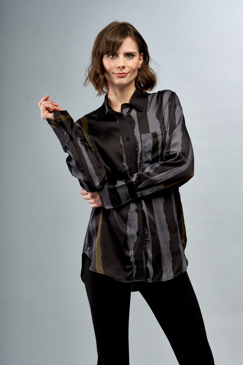 Printed Blouse Smoke Pearl Stripe BCT3357D