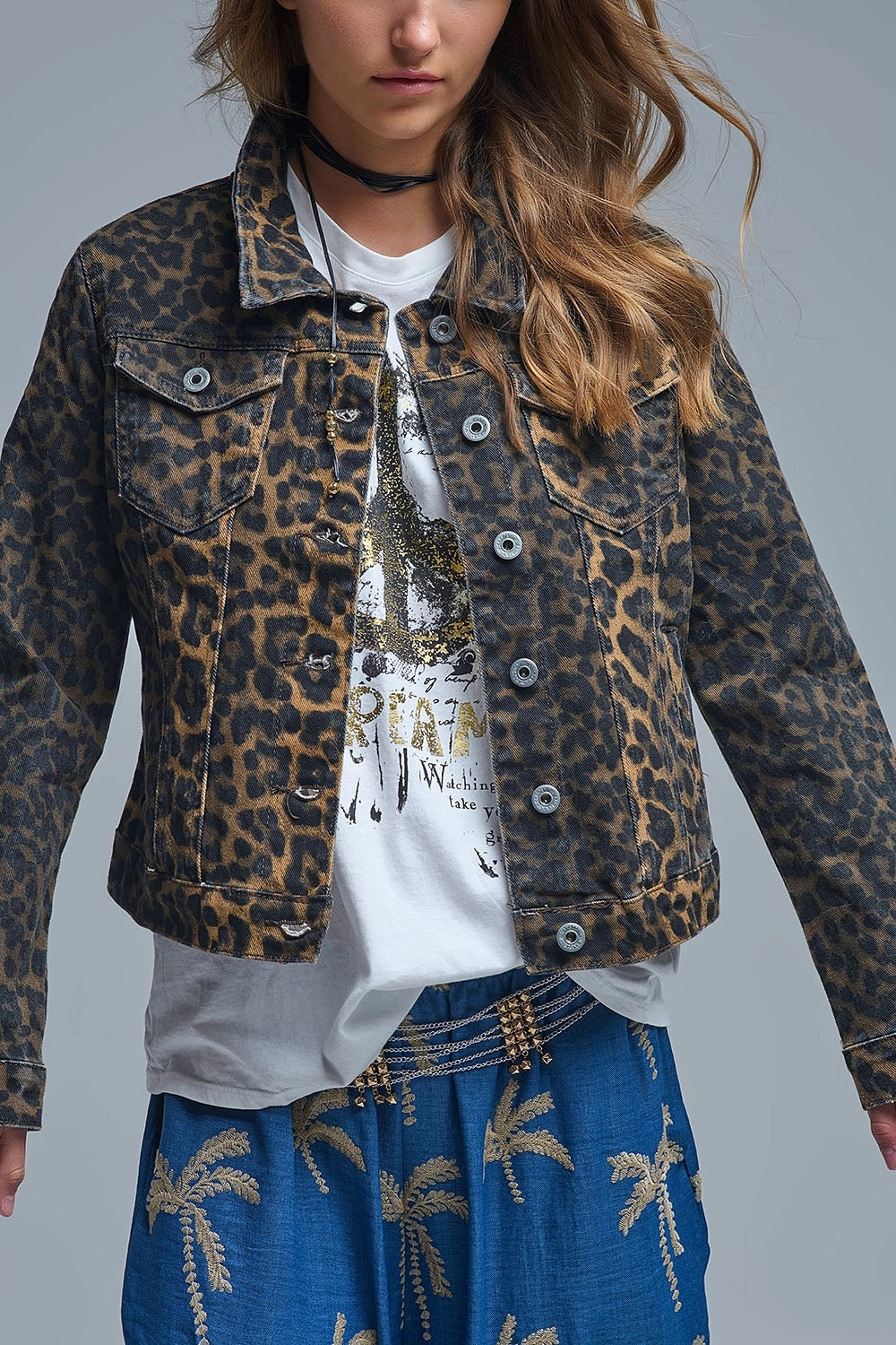 Leopard Jean Jacket
