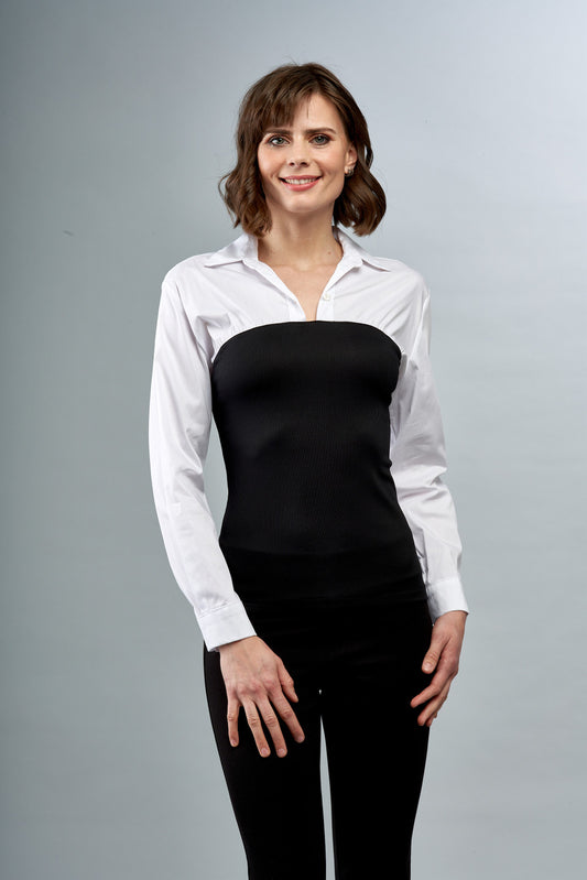 Solid Blouse Corset Black /White BCT7606A